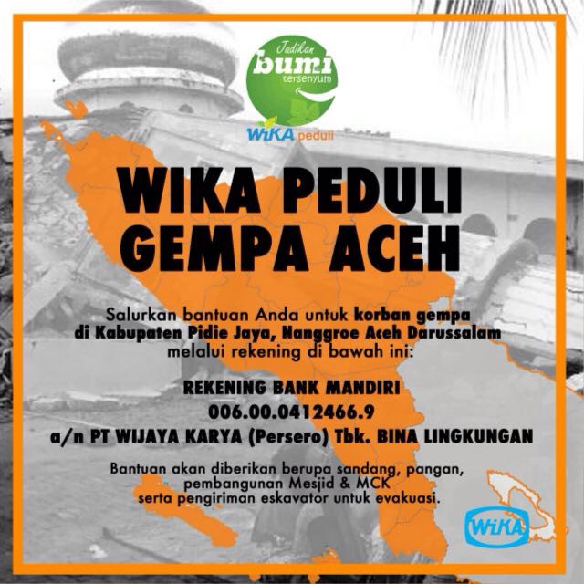 WIKA Peduli, Cepat Tanggap Berikan Bantuan Gempa Pidie Jaya di Aceh Image